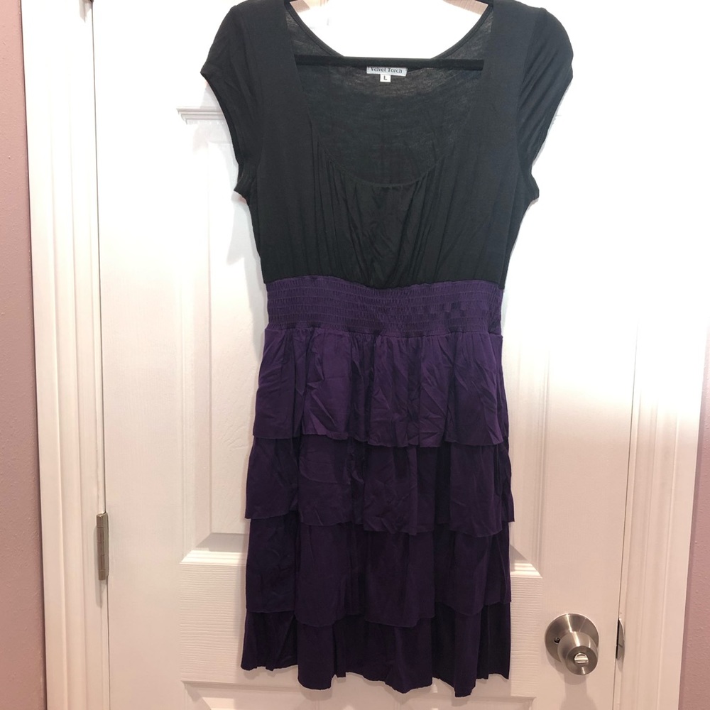 Black and Purple Ruffle Dress Size L Juniors